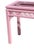 Pink painted vintage console table. Inset glass panels/clear NOT tinted. Intricate fretwork apron on all four sides....