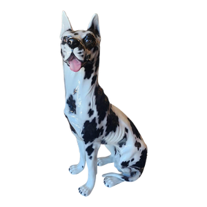 1970s Ceramic Life-Size Harlequin Great Dane