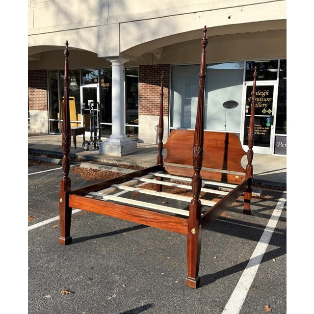 American Late 20th Century Councill Solid Mahogany Queen Size Bed Frame For Sale - Image 3 of 14