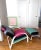 Postmodern 1980s Memphis Style Color Blocked Lounge Chair & Ottoman by Natuzzi For Sale - Image 3 of 5