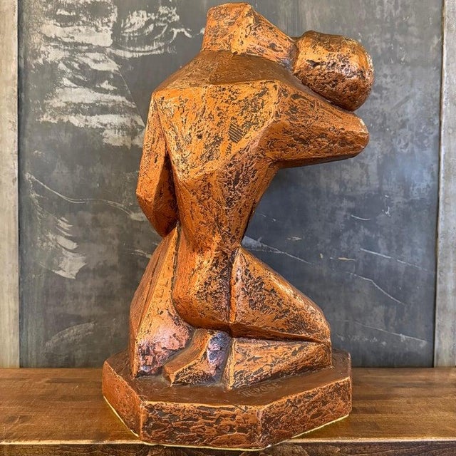 Copper Mid-Century Modern Cubist Brutalist "Repose" Figurative Sculpture For Sale - Image 8 of 13