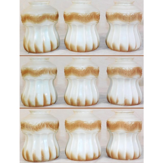 Antique Art Nouveau Lightolier Brass and Milk Glass Ceiling & Wall-Mounted Lights Set For Sale - Image 16 of 18