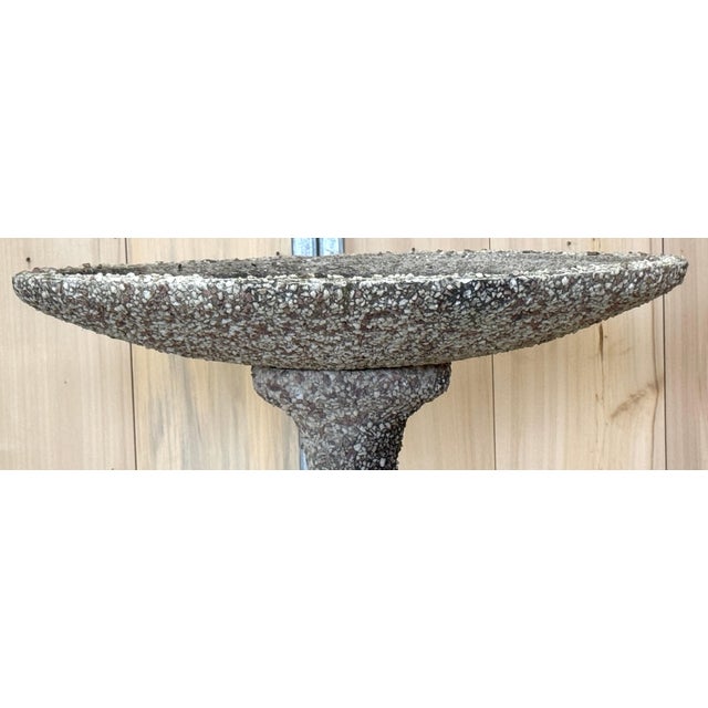 French Modern Cast Stone Textured Stone & Pebble Birdbath/ Planter For Sale - Image 6 of 10