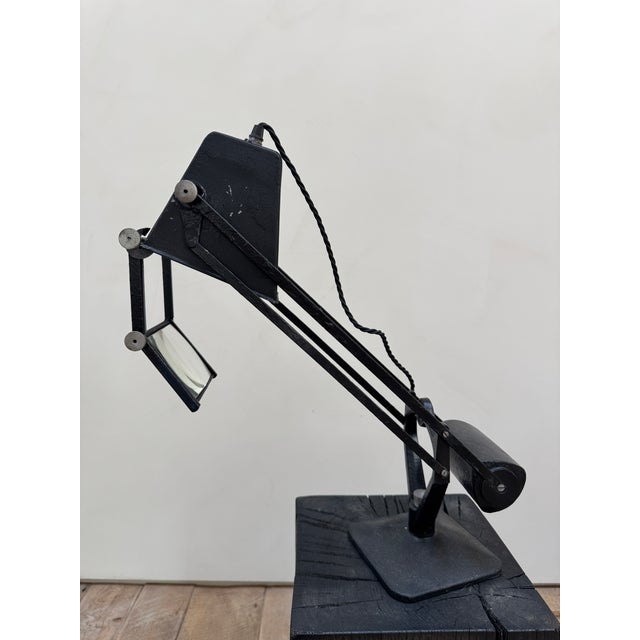 A Hardrill & Horstmann "Pluslite" counterbalance table lamp with magnifying glass. Originally designed and used for map...