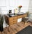 Beautiful Italian Mid-Century Modern desk writing table, in wood with very elegant refined side legs, black glass top and...