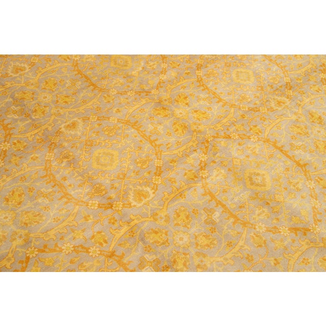Textile Handmade in Gray and Yellow Persian Tabriz Wool Rug With Floral Pattern For Sale - Image 7 of 10