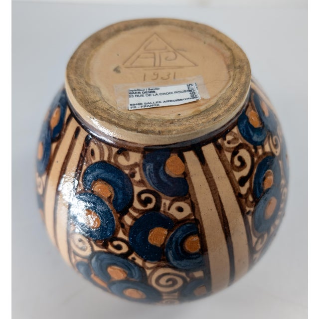 1930's French Art Deco Hispano Moresque Style Terra Cotta Redware Vase, Signed For Sale - Image 13 of 13