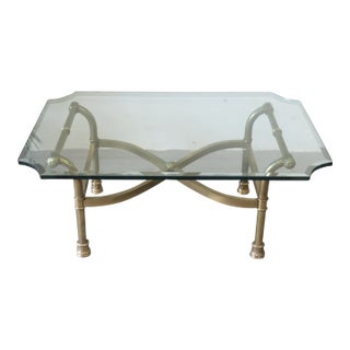 Vintage Hollywood Regency StyleGlass Top Coffee Table For Sale