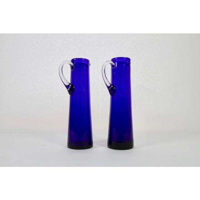 - These jugs are very rare in blue glass - Beautiful as decorative items but can also be used on the table for water, wine...