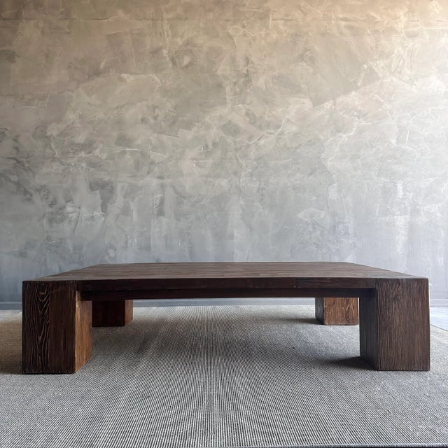 Beam XL Walnut Stain Reclaimed Elm Wood Coffee Table For Sale In Los Angeles - Image 6 of 12