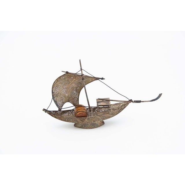 Rabelo Boat in Silver with Filigree Mesh For Sale - Image 3 of 4