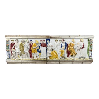 Large Works of Mercy Frieze Relief in Majolica For Sale