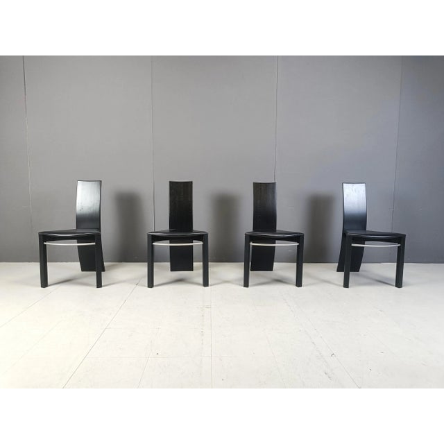 Vintage Curved Wooden Dining Chairs, 1980s, Set of 4 For Sale - Image 11 of 12