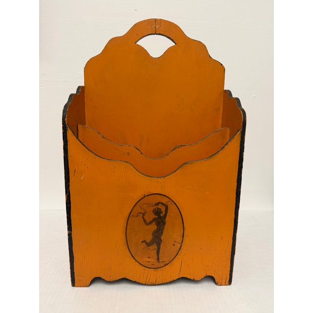 Orange 1970s Aged Vintage Magazine Holder With Greek Inspired Motif For Sale - Image 8 of 12