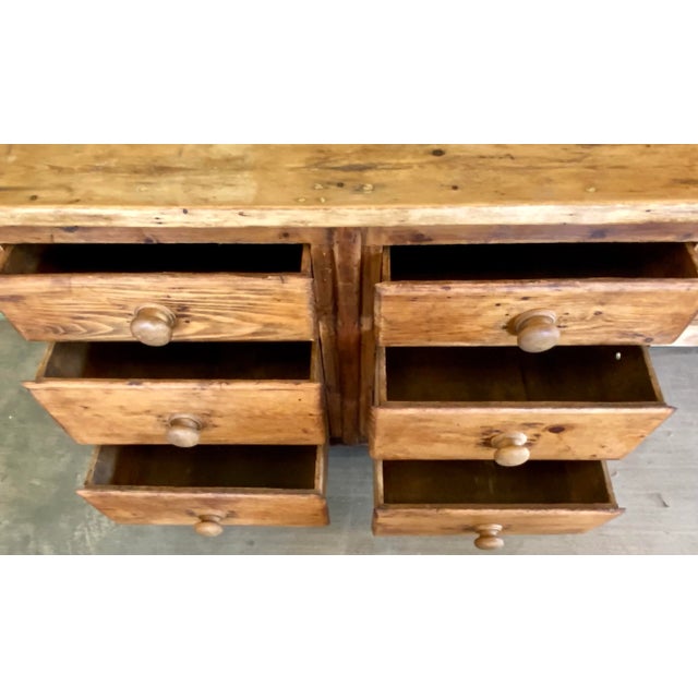 Brown Antique Pine Chest of Drawers With Unique 6 Drawer Configuration From England - Circa 1880 For Sale - Image 8 of 12