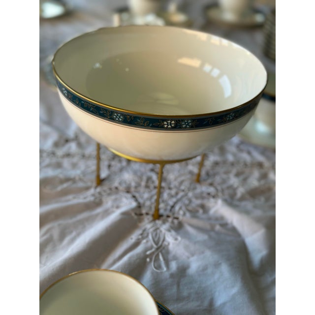 1980s Gold and Blue Porcelain Coffee and Tea Set by Oscar De La Renta. Service for 12 - 40 pcs For Sale In Dallas - Image 6 of 10