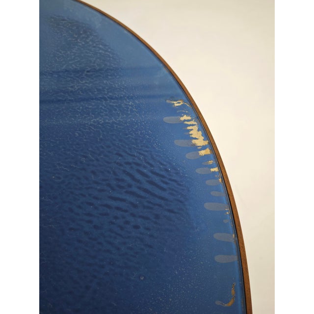 Round Table in Blue Glass, Wood and Black Metal, Italy, 1950s For Sale - Image 11 of 15
