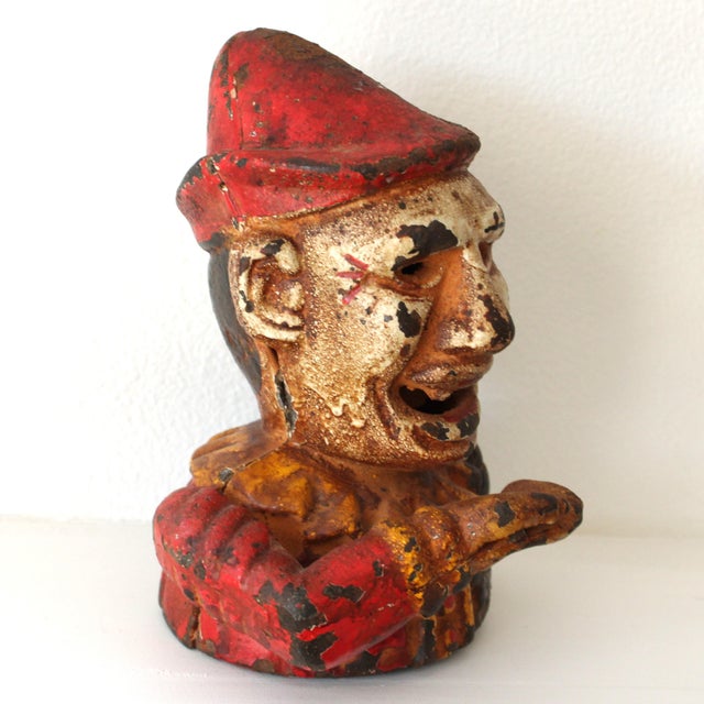 Humpty Dumpty Painted Cast Iron Toy Savings Bank, New York, Patented 1882. Designed by Charles Shepard and Peter Adams,...