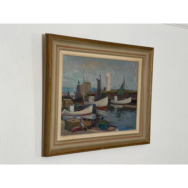 Eskil Skans, Boats, 1960s, Oil on Panel, Framed For Sale - Image 6 of 17
