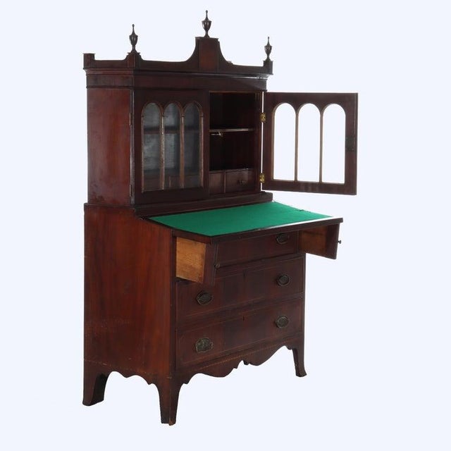 Diminuative Antique Federal Hepplewhite Mahogany & Inlay Secretary C1830 For Sale - Image 12 of 18