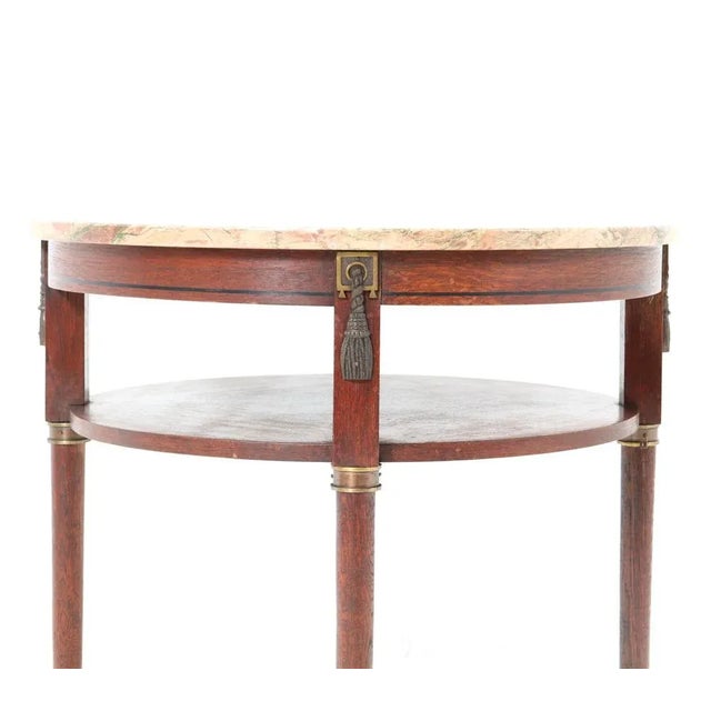 Art Deco French Oak Side Table with Marble Top, 1930s For Sale - Image 4 of 8
