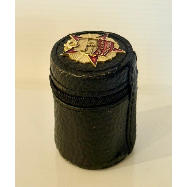 Metal Vintage 4-Pc Nesting Vodka Shot Set With October Revolution Case For Sale - Image 7 of 9