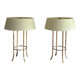 Late 20th Century Pair of Baker Milling Road Gold Cage Table Lamps For Sale