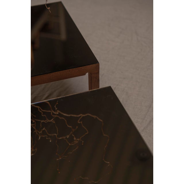 Mid-Century Modern Side Tables with Smoked Mirror Tops, 1970s, Set of 2 For Sale - Image 12 of 17