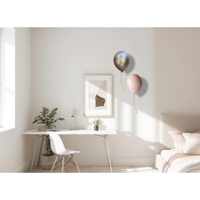 Contemporary Silver Ceramic Balloon Wall Sculpture -Large Size For Sale - Image 3 of 9