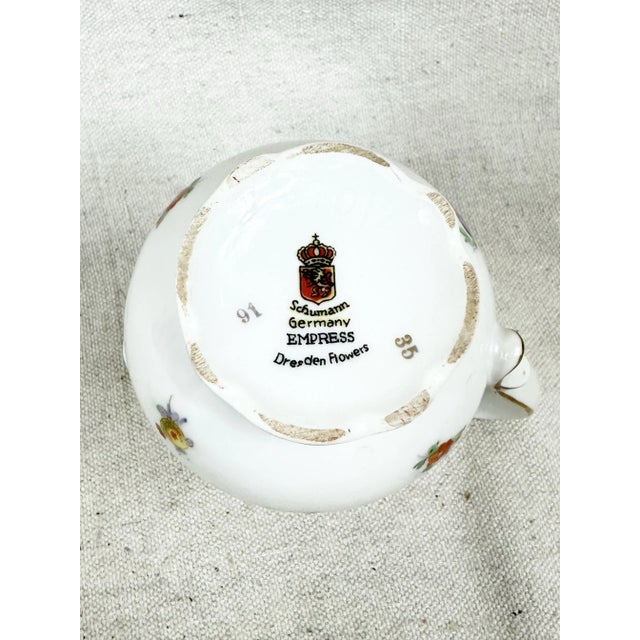 Ceramic Vintage Schumann Empress Dresden Flowers Creamer For Sale - Image 7 of 8