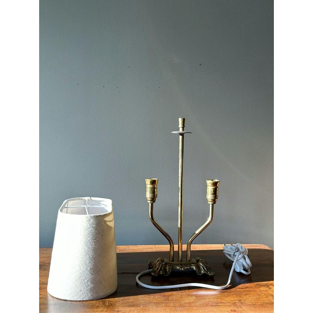 1940s Brass Table Lamp with Double Arms. 1940s For Sale - Image 5 of 8