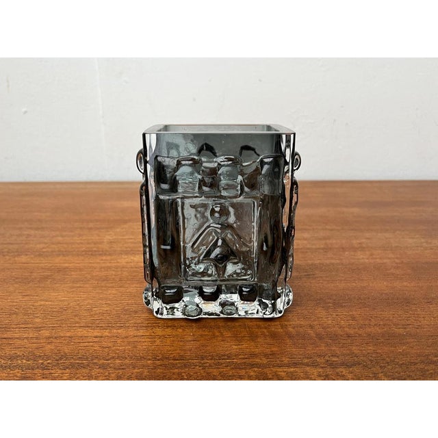 Glass Mid-Century Swedish Brutalist Bubble Glass Block Vase by Josef Schott for Smålandshyttan, 1960s For Sale - Image 7 of 18