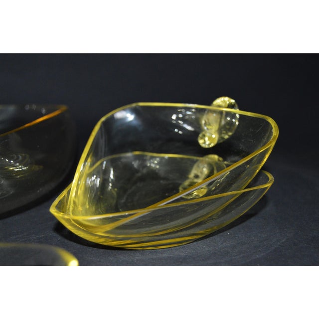 Yellow Art Deco Compote Set of Glass Dishes, 1930s, Set of 6 For Sale - Image 8 of 9