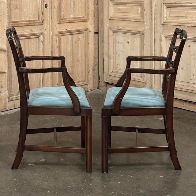 Oxblood Red Set of 10 Edwardian Mahogany Dining Chairs Includes 2 Armchairs For Sale - Image 8 of 18