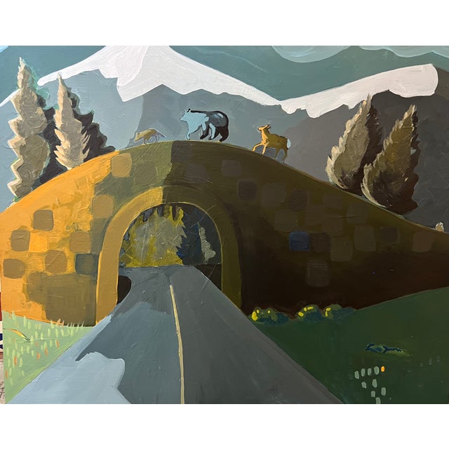 "Happy Animals" Painting of Wildlife Crossing by LWren Walraven For Sale