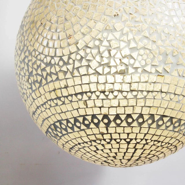 White Mosaic Globe Pendant Lantern, Large For Sale - Image 4 of 9