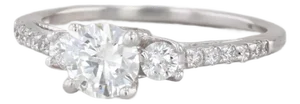 0.82ctw Round Diamond Engagement Ring 14k White Gold Size 7 Cathedral Band