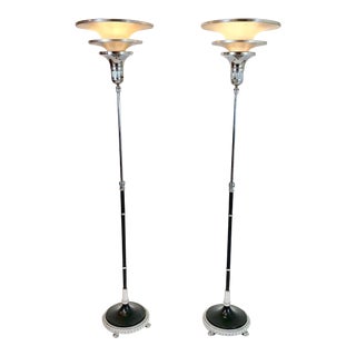 1932 Gilbert Rhode Art Deco Pair of Torchieres For Sale