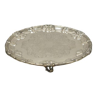 English Silver Mfg Corp Silver Plated Round Regency Style Platter Tray For Sale