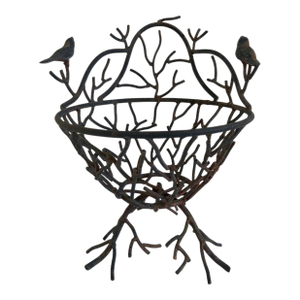 Vintage Wrought Iron Bird & Branch Basket