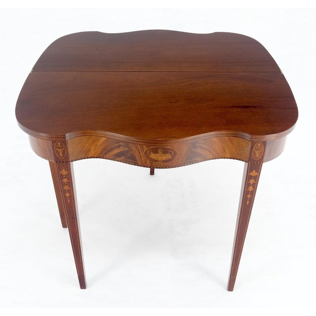 Fine Inlaid Serpentine Front Federal Style Flip Top Console Sofa Table MINT For Sale - Image 13 of 18