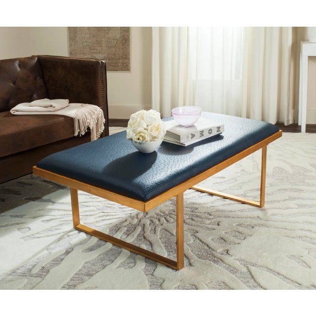 Loft Bench & Coffee Table in Navy & Gold For Sale In Philadelphia - Image 6 of 7