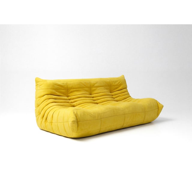 Refurbished 5-piece togo sofa set – yellow microfiber pre-owned, independently refurbished and professionally...