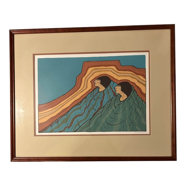 1980s Amado Peña Jr. Signed Serigraph "Mujeres De La Mesa" – Rare 35/65 Micro-Edition Southwest Modernism For Sale