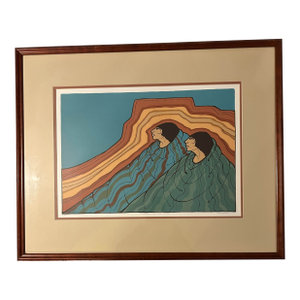 1980s Amado Peña Jr. Signed Serigraph "Mujeres De La Mesa" – Rare 35/65 Micro-Edition Southwest Modernism