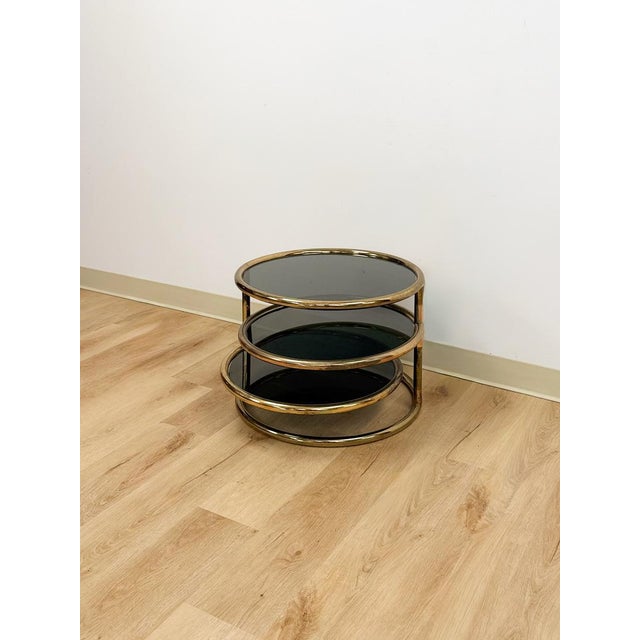 Milo Baughman Milo Baughman Style Tubular Chrome Swivel Coffee Table Smokey Glass MCM For Sale - Image 4 of 13