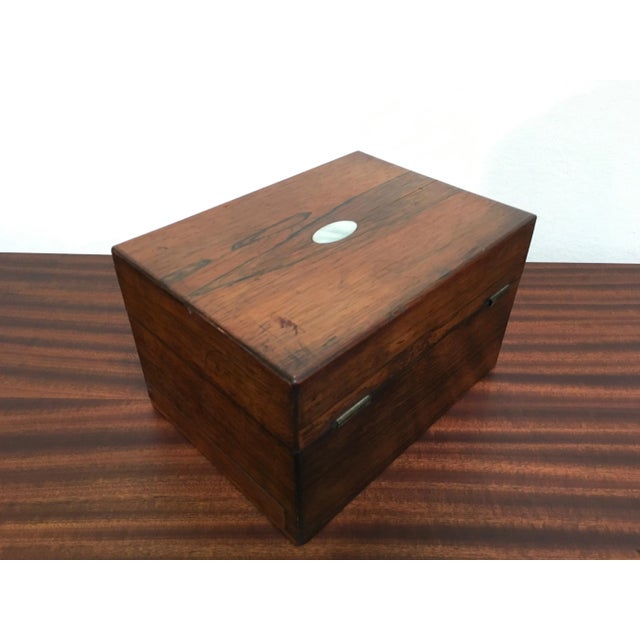 Late 19th Century Victorian English Rosewood Gentleman’s Dressing Box With Cut Crystal Bottles & Secret Compartment, Circa 1850 For Sale - Image 5 of 10