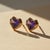 Metal Geometric Heart Amethyst Stud Earrings, Silver, Gold, Pair For Sale - Image 7 of 9