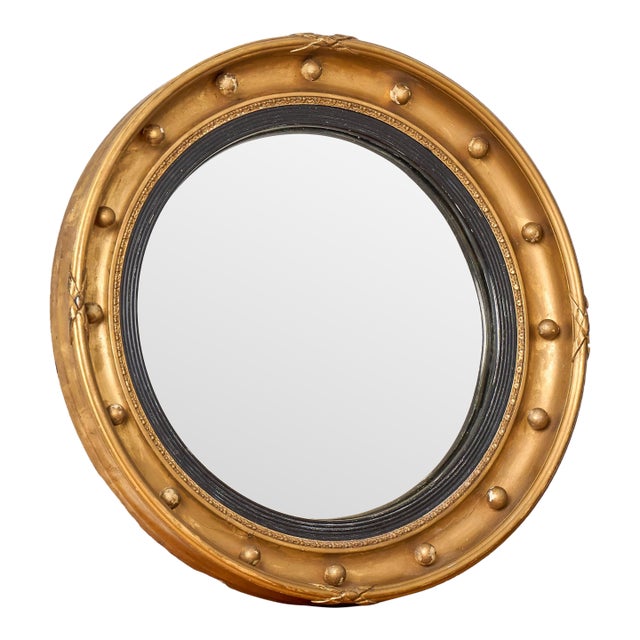 19th Century Convex Gilt Mirror For Sale