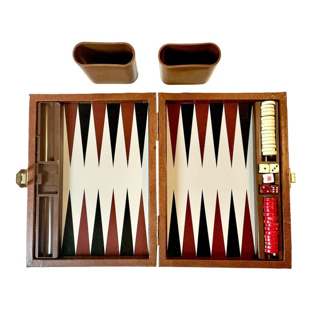 1950s Vintage Boho Chic Americana Magnetic Travel Backgammon Game Set. For Sale